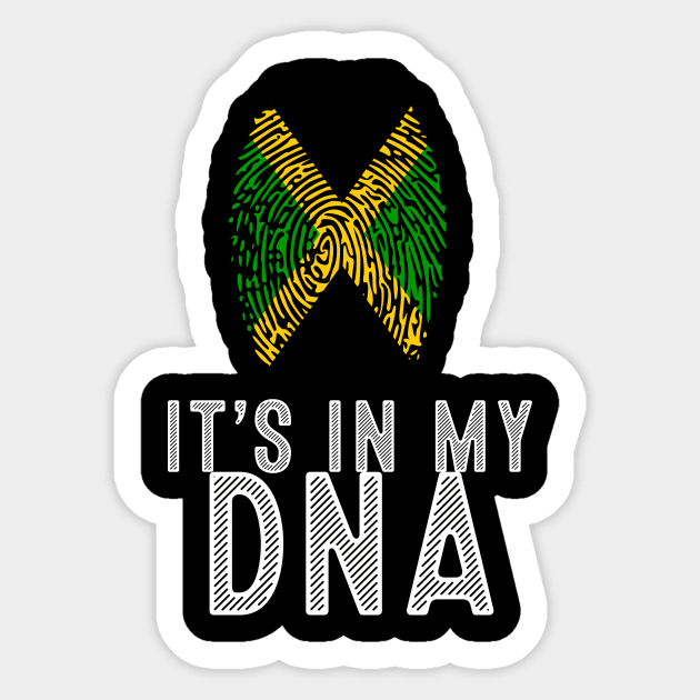 Vintage Patriotic It's In My DNA Jamaica Flag Fingerprint Sticker by sevalyilmazardal